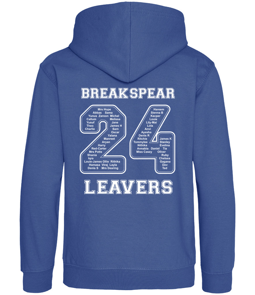 The Breakspear School Leavers Hoodie Class of 2024 Hawkins Personalised Printing